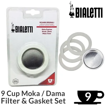 £5.37 • Buy Bialetti 9 Cup Filter & Gasket Set | Moka Dama Espresso Coffee Maker Replacement
