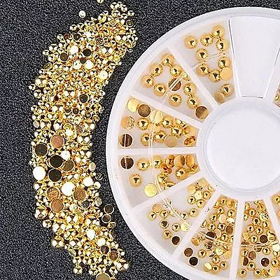 Gold 3D Rhinestone Glitter Craft DIY Nail Art Decor Wheel Manicure Decoration • $2.49