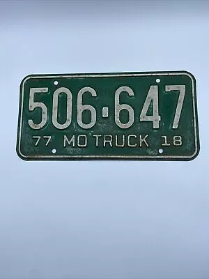 Vintage Missouri 1977 Truck License Plate 506-647 • $17.99