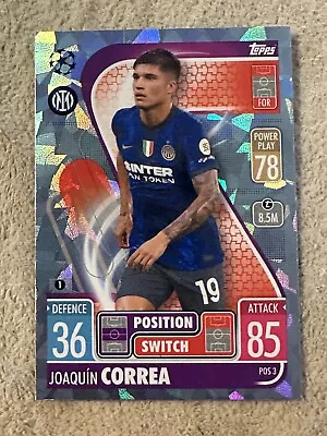 2021-22 Topps Match Attax Extra Joaquin Correa Position Switch Crystal #POS3 • $7.95