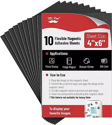 - Adhesive Magnetic Sheets 4  X 6  10 Pack With Adhesive Backing Flexible Pi • $10.17