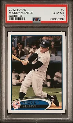 2012 Topps  Mickey Mantle  Correct Version  PSA 10  New York Yankees • $34