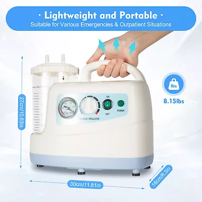 Portable Medical Vacuum Aspirator Machine Emergency Dental Phlegm Suction Unit • $168