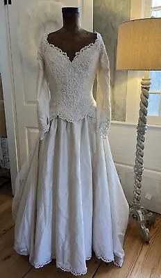 Mori Lee Marilee Wedding Dress Ivory - Size 12 Pearls Sequins Lace Appliqués • $199.99
