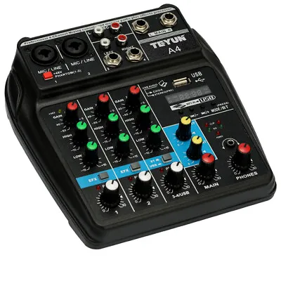 Professional Audio Mixer BT USB Console 4 Channel For Karaoke Live Studio U1N0 • $30.02