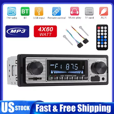 Car FM Radio MP3 Player Bluetooth Vintage USB Classic Stereo Audio Receiver AUX • $16.89