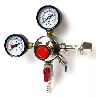 Dual Gauge CO2 System Regulator Shutoff Valve HFS 4 Homemade Brewing Draft Beer • $32.99