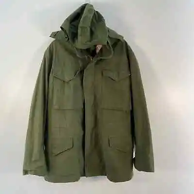 VTG US Army Sage Green M65 Hooded Cold Weather Field Jacket Coat Mens S Reg • $68