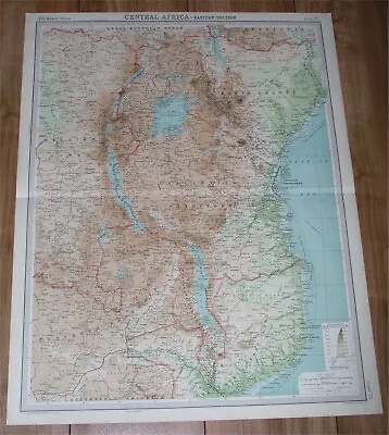 1922 Antique Map Of Tanganyika Tanzania Lake Victoria Kilimanjaro Kenya Rhodesia • £26.94