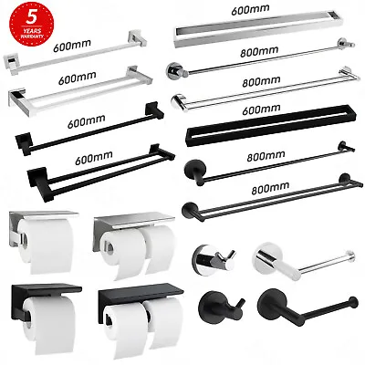 ACA Towel Rail Racks Toilet Roll Paper Holder Robe Hooks Bath Accessories Set • $19.49