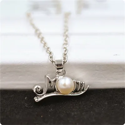 White Pearl Jewelry Mom 925 Silver Necklace Pendant Fashion Wedding Gift • $1.62