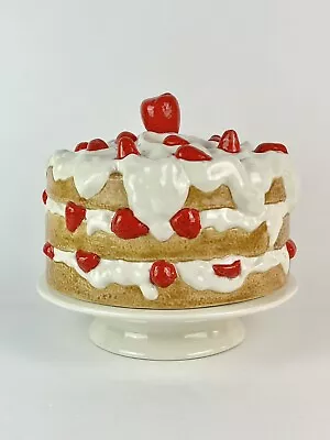 Vtg Strawberry Shortcake Ceramic Pedestal Footed Cake Stand With Dome Cover • $89.99