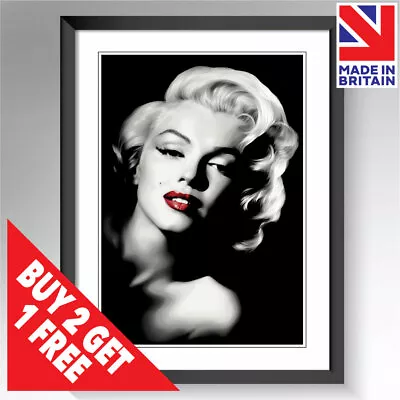 Marilyn Monroe Print Poster Framed Wall Art Fashion Beauty Salon A5 A4 A3 Sizes • £5.99