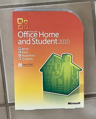 Genuine Microsoft Office 2010 Home And Student Family Pack For 3 PCs RETAIL Box • $49.99