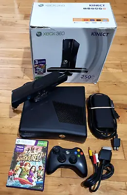 $107.99 • Buy IOB Xbox 360 S Slim Bundle 1439 Console 250GB Kinect Controller Cords + TESTED!