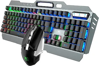 Orange Gaming Keyboard And Mouse Wireless LED Backlit For Laptops PC PS4 PS5 • £29.99