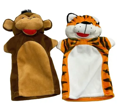 Melissa & Doug Zoo Friends Soft Toy Plush Hand Puppets Monkey & Tiger 2015 • $12.99