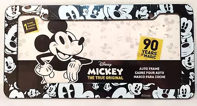 Disney Mickey Mouse Faces License Plate Auto Car Frame Retro Black White Plastic • $7.98