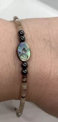 Southwest Sterling Silver Abalone Beaded Shell Anklet Ankle Bracelet 9.25  • $7.79