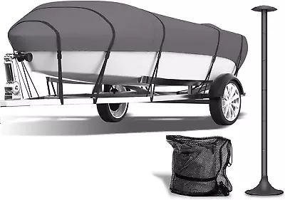 Boat Cover With Support Pole 600D Solution-Dyed Polyester Heavy Duty Waterproof • $144.99
