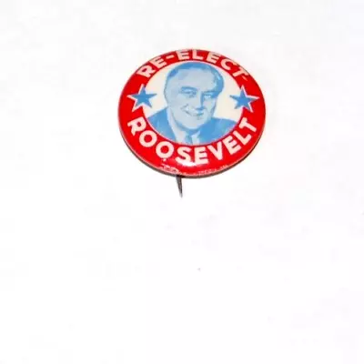 1936 Re-Elect FRANKLIN D. ROOSEVELT FDR PRESIDENT Campaign Pin Pinback Button • $35.95
