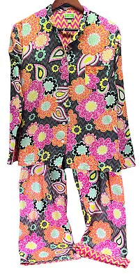 $29.99 • Buy VERA BRADLEY Women’s L Woven Cotton Floral Pajama Set Floral Long Sleeve