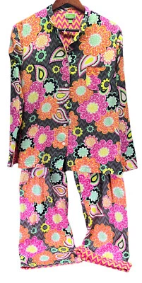 $29.99 • Buy VERA BRADLEY Women’s L Woven Cotton Floral Pajama Set Floral Long Sleeve