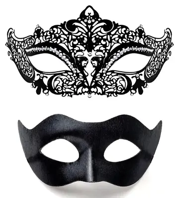 Masquerade Mask For Couples Venetian Mask Set Women & Men Halloween Mask CR54 • $12.95