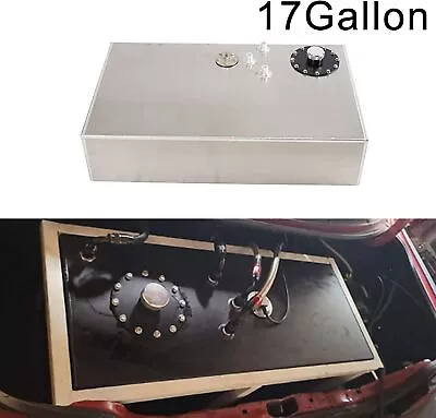 Polished 17 Gallon 64L Street Rod Race Fuel Cell Gas Tank W/ Cap & Level Sender • $120.89