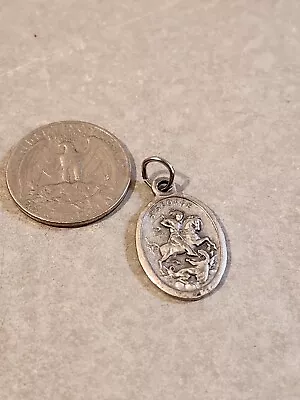 Vintage Sterling 925 Silver St. George & The Dragon Double Sided ￼Pendant • $48.75