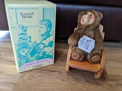 1990 Raikes Nursery Miniatures Robbie With Rocking Chair Bear • $36.18