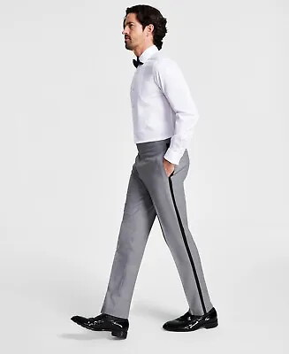 Alfani Mens Slim Fit Stretch Tuxedo Pants Light Grey 32 X 34 • $15.52