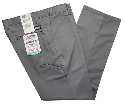 Genuine Dickies #11368 NEW Men Gray Regular Fit Comfort Waist Straight Leg Pants • $24.99