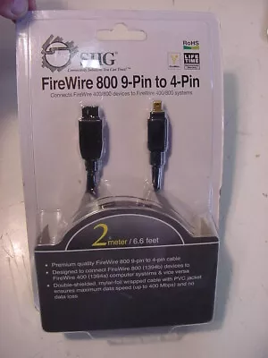 New - Siig Firewire 800 9 Pin To 4 Pin 2 Meter 6.6 Feet Cable • $11