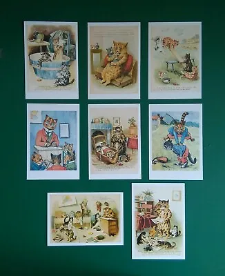 Louis Wain Cat Repro Postcards 1998 Set Of 8 • £4.50