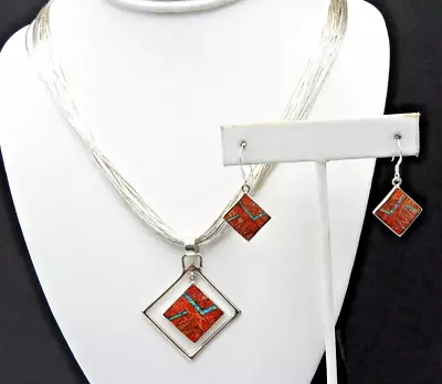 Vintage Set Liquid Silver Necklace Earrings Solid 925 Sterling Silver Jewelry • $69.99