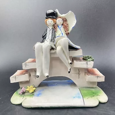 Vintage Zampiva Couple On Bridge Porcelain Ornament Made In Italy *chipped* • £19.95