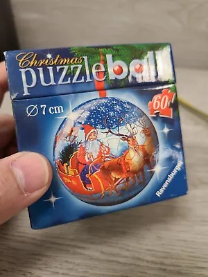 $14.95 • Buy 2005 New Open Box Ravensburger 3D Puzzle Ball Christmas Ornament Santa Sleigh