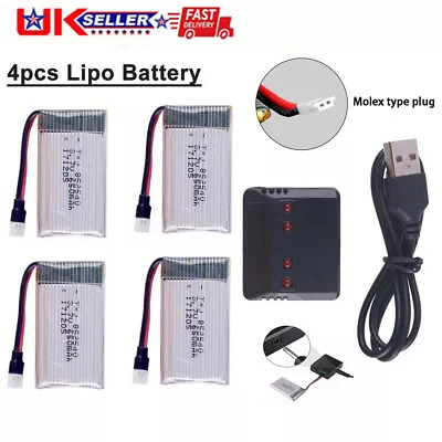 £16.14 • Buy 4 PCS 3.7V 1S 650mAh 25C LiPo Battery MX2.0-2P Plug For RC Mini Helicopter Drone