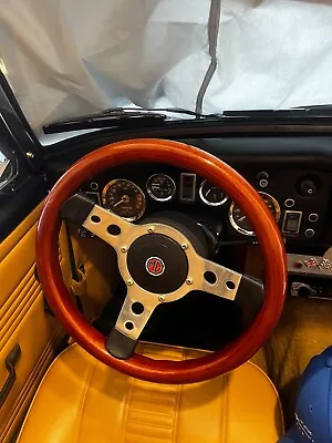 New 13  Wood Steering Wheel And Adaptor For MGB 1970-1976 MG Midget 1970-1977 • $250