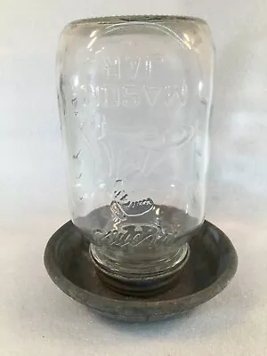 Vintage Galvanized Steel Chicken Water Feeder W/Qt Mom's Mason Canning Jar • $11.99