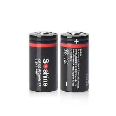 2x CR123 3V Battery 550mAh Lithium Rechargeable IFR LiFePO4 Photo Batteries • £8.89