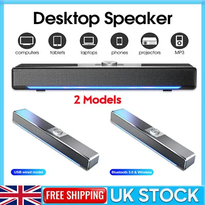 TV Home Theater Soundbar Wired/Bluetooth Speaker Subwoofer Sound Bar For Laptop • £15.49