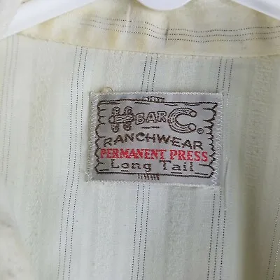 H BAR C CALIFORNIA RANCH WEAR Large Mens Shirt Western 1950 Vtg Ivory Pearl • $28.20