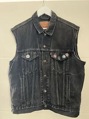 Vintage Men's Levi's Denim Cut Off Vest Metallica Levis 90's Rock Medium Mens • £214.98