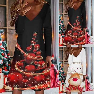 $24.88 • Buy Women Fashion Dresses Long Sleeve V Neck Dress Christmas Trend Dresses For Women
