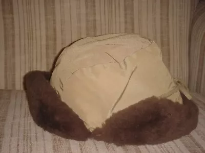 MEDIUM Vtg Eddie Bauer ALASKA TROOPER Blizzard Proof GOOSE DOWN Hat Cap Tan • $31.20