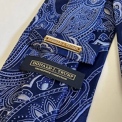Donald Trump Signature Collection Silk Tie Paisley BLUE Extra Long Tall XL.  B11 • $29.99