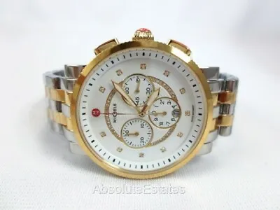 NEW Michele Large Gold Silver Two Tone Sport Sail Diamond Watch MWW01K000121 • $888.98