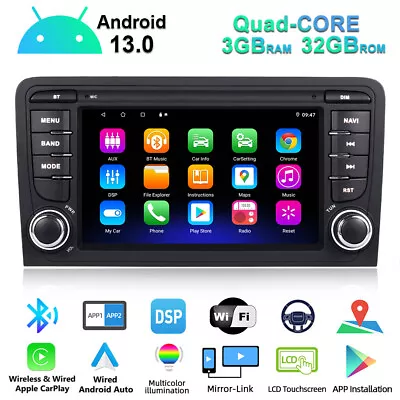 Android 13 Car Stereo Radio For Audi A3 2003-2012 S3 RS3 8P CarPlay 32GB DAB+ BT • £148.99